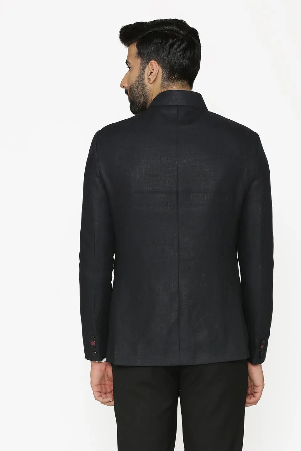100% Linen Black Bandhgala