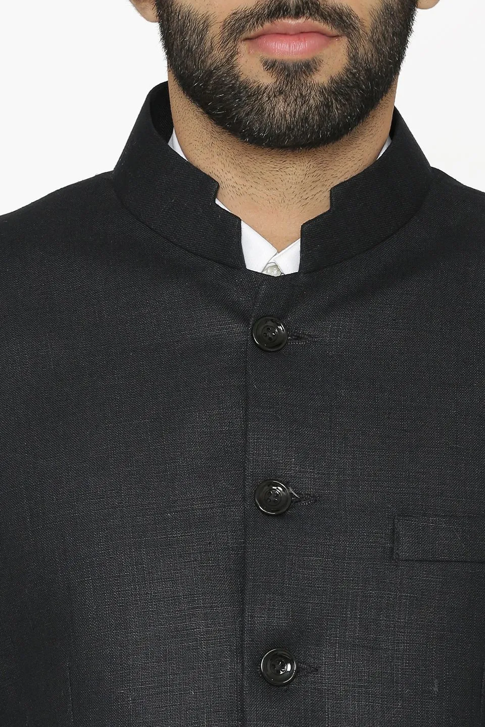 100% Linen Black Bandhgala