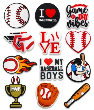 12-Pack Baseball Shoe Charms for Crocs and Sandals
