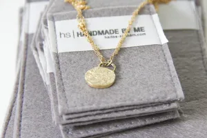 14K Solid Gold Organic Texture Round Pendant