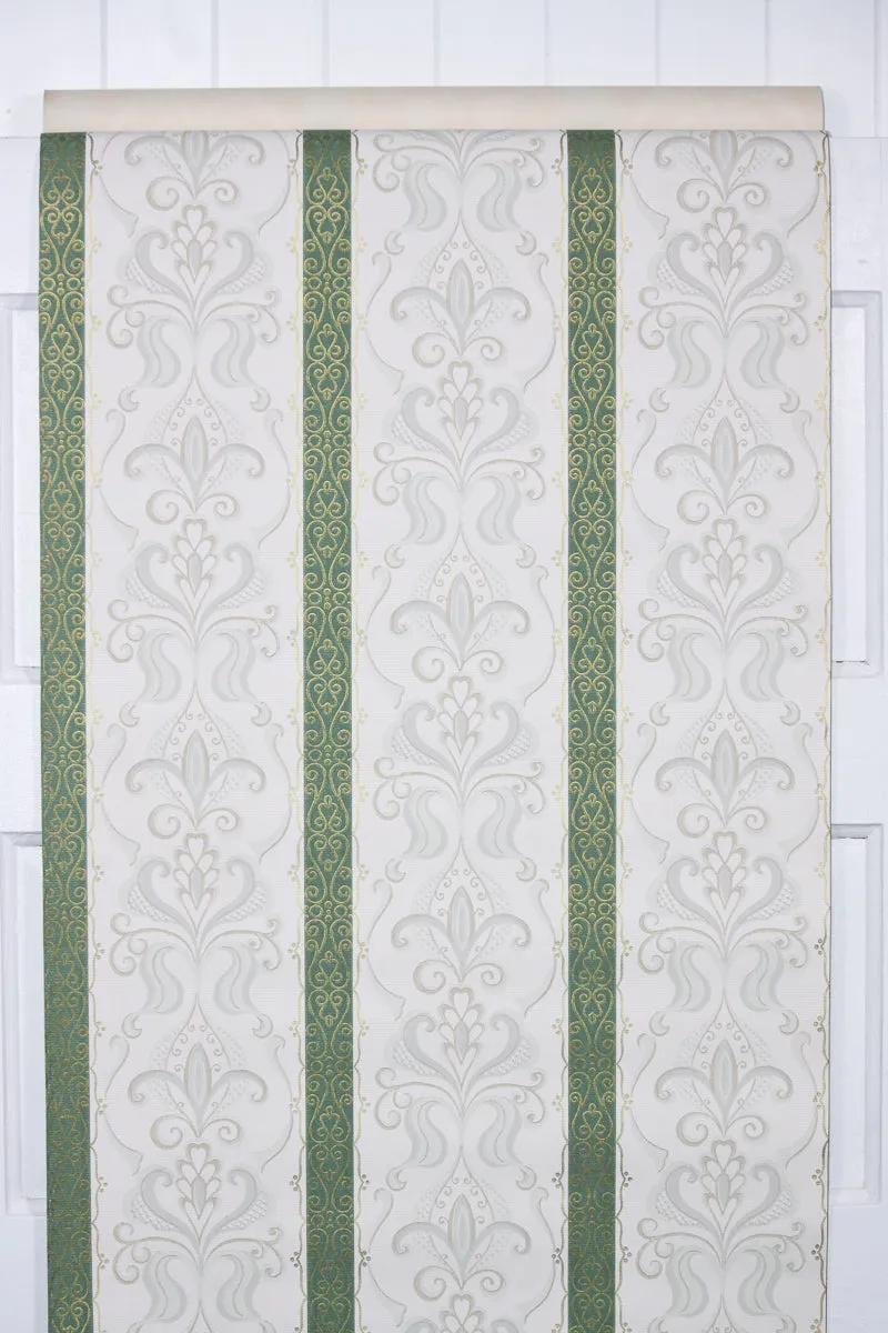 1950s Damask Stripe Vintage Wallpaper