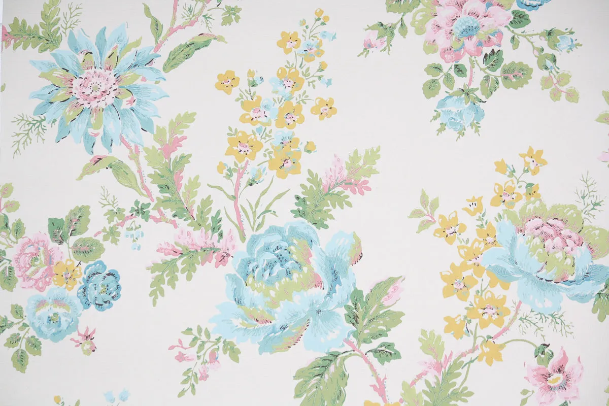 1960s Floral Vintage Wallpaper