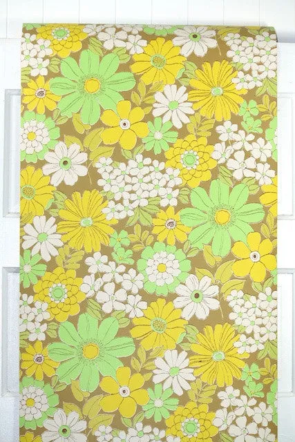 1960s Floral Vintage Wallpaper