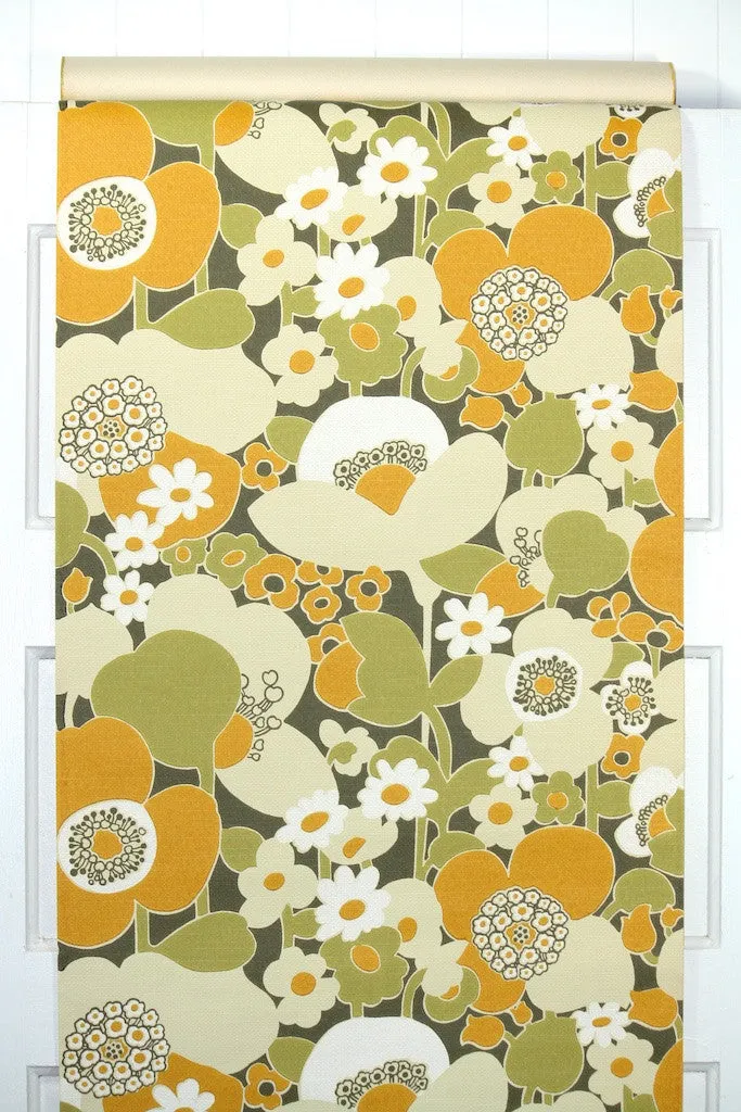 1960s Floral Vintage Wallpaper