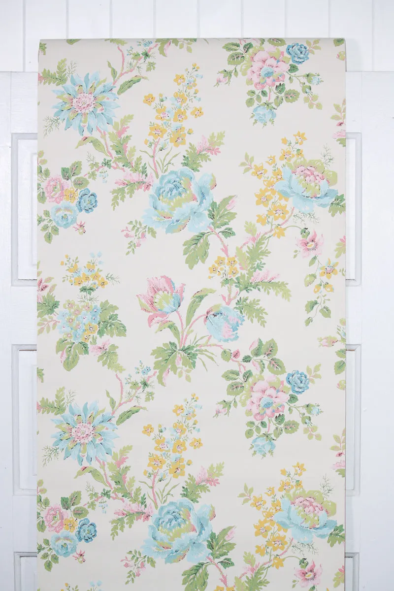 1960s Floral Vintage Wallpaper