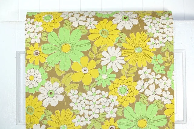 1960s Floral Vintage Wallpaper