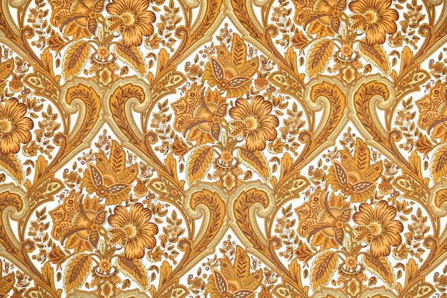 1970s Floral Damask Vintage Wallpaper