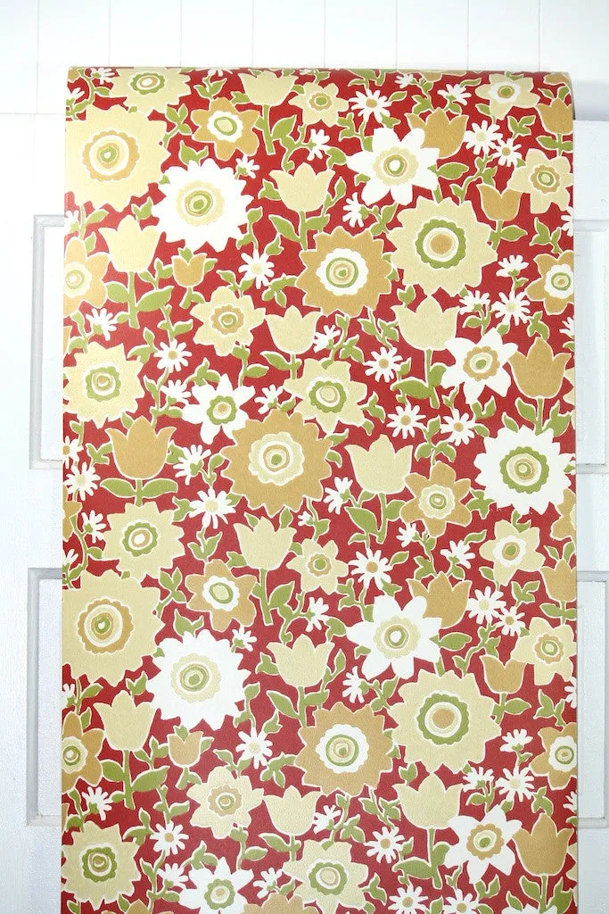 1970s Floral Vintage Wallpaper