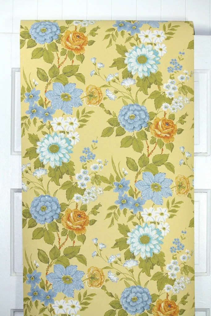 1970s Floral Vintage Wallpaper