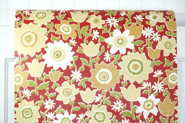 1970s Floral Vintage Wallpaper