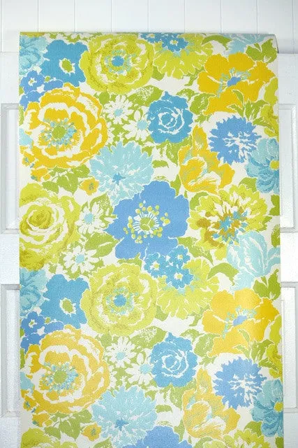 1970s Floral Vintage Wallpaper