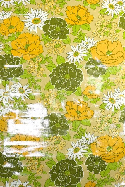1970s Floral Vinyl Vintage Wallpaper