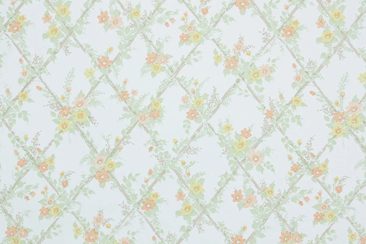 1980s Floral Vintage Wallpaper