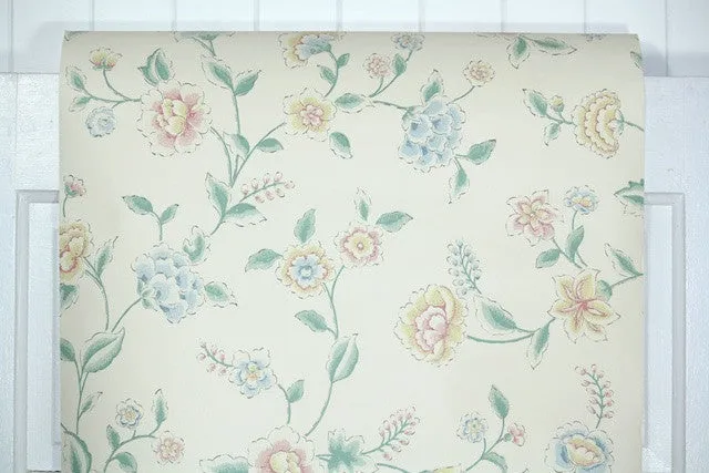1980s Floral Vintage Wallpaper