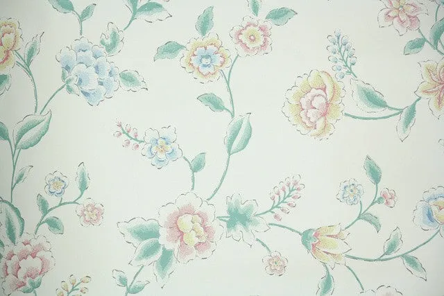 1980s Floral Vintage Wallpaper