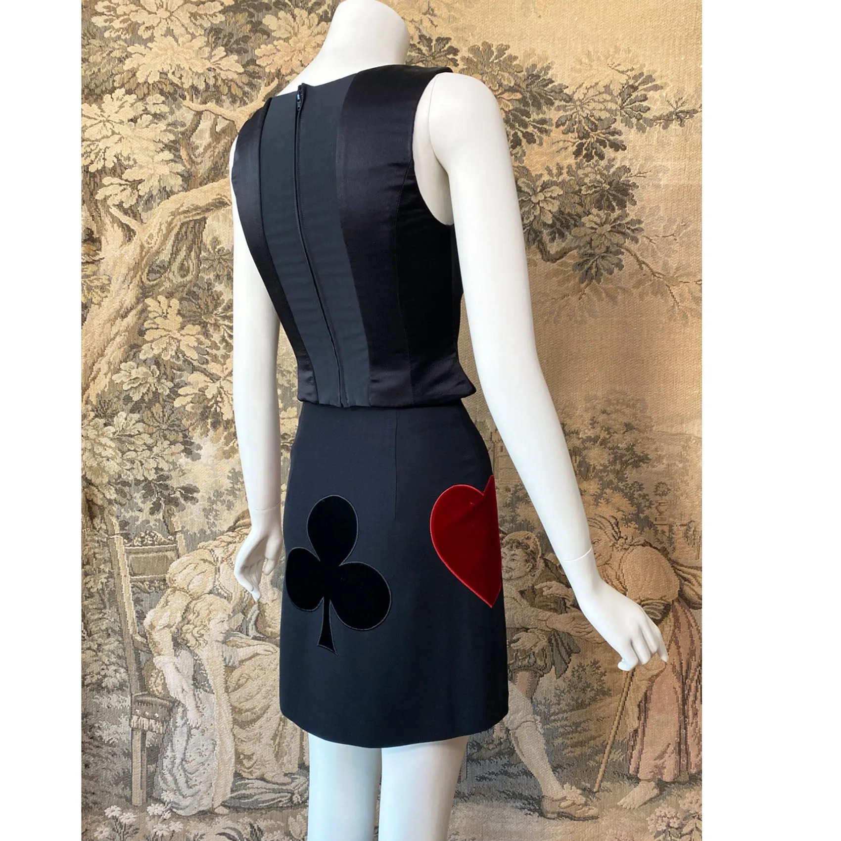 1990s Moschino Queen of Hearts Corset & Skirt Set