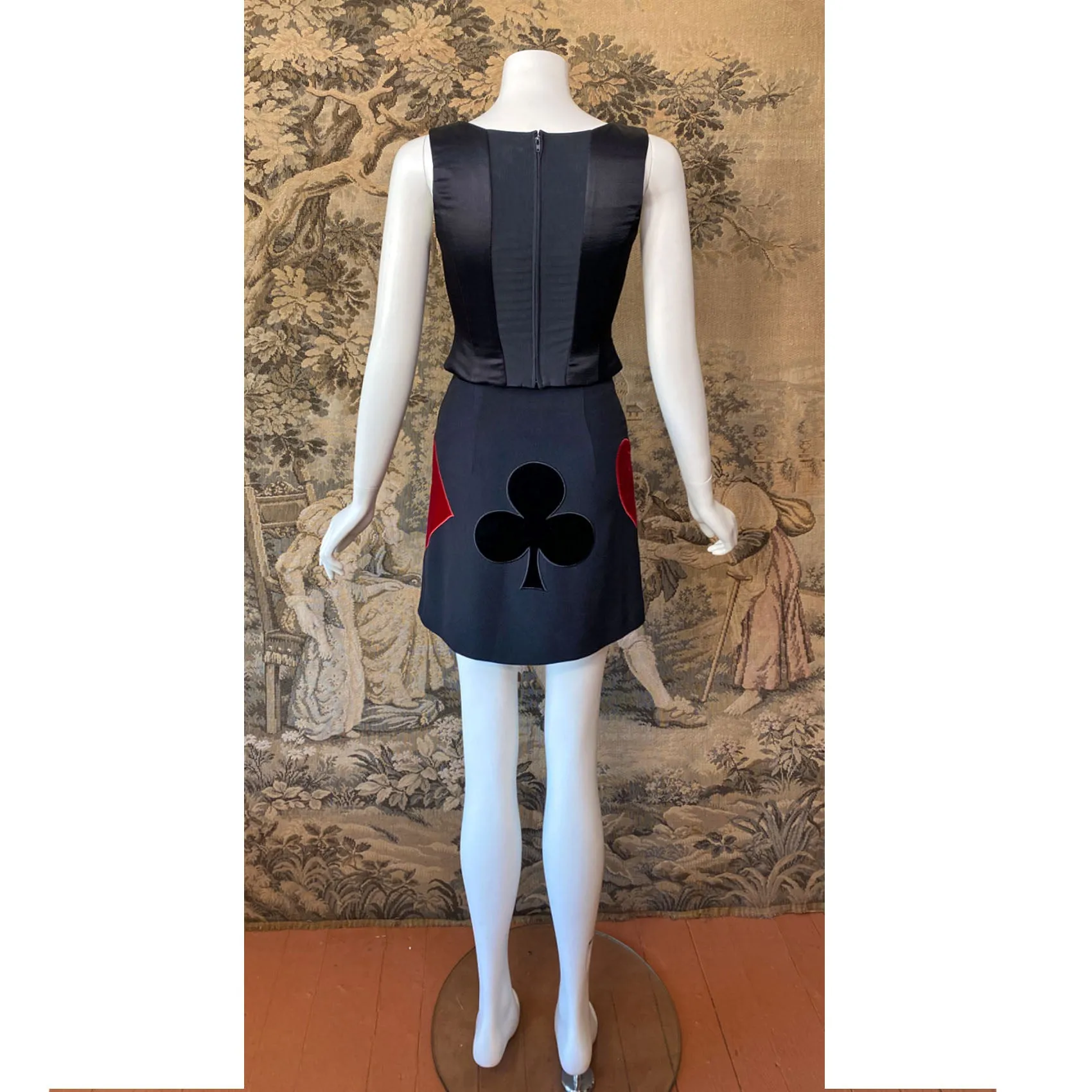1990s Moschino Queen of Hearts Corset & Skirt Set