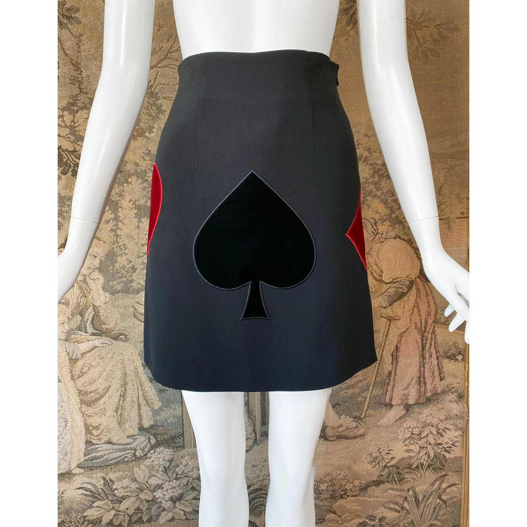 1990s Moschino Queen of Hearts Corset & Skirt Set