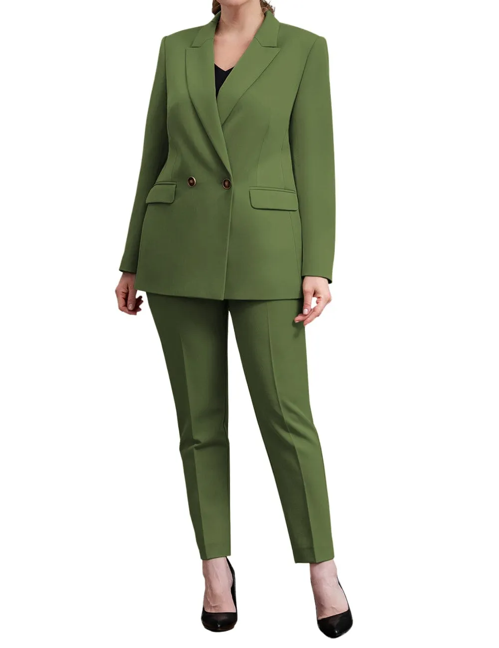 2 Piece Business Peak Lapel Women's Suit（Blazer Pants）