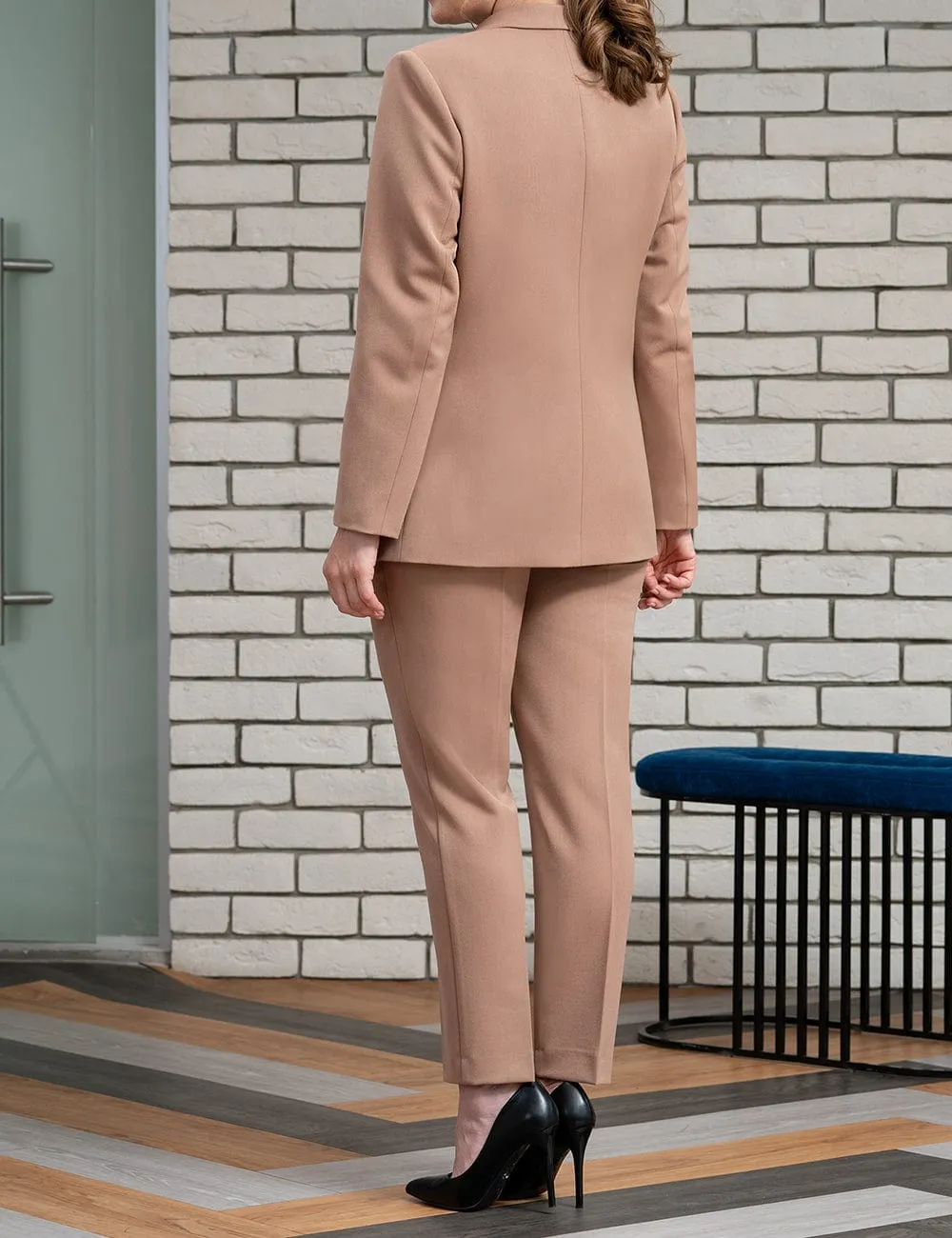 2 Piece Business Peak Lapel Women's Suit（Blazer Pants）
