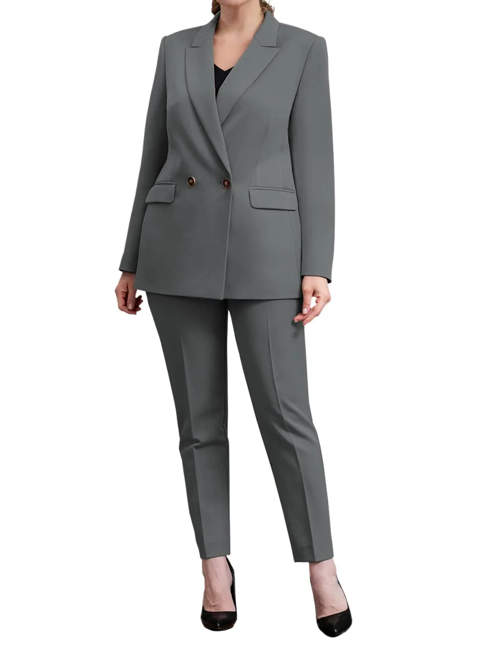 2 Piece Business Peak Lapel Women's Suit（Blazer Pants）
