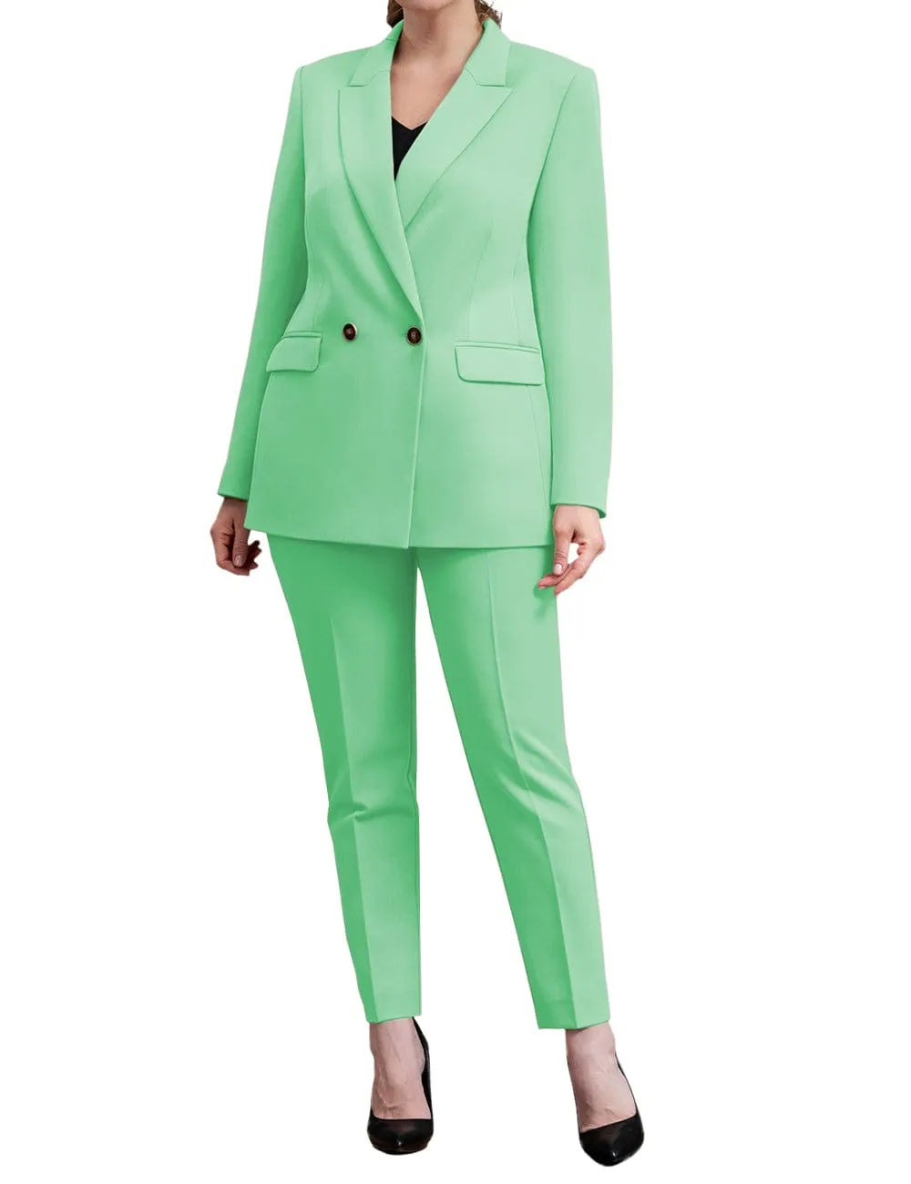 2 Piece Business Peak Lapel Women's Suit（Blazer Pants）