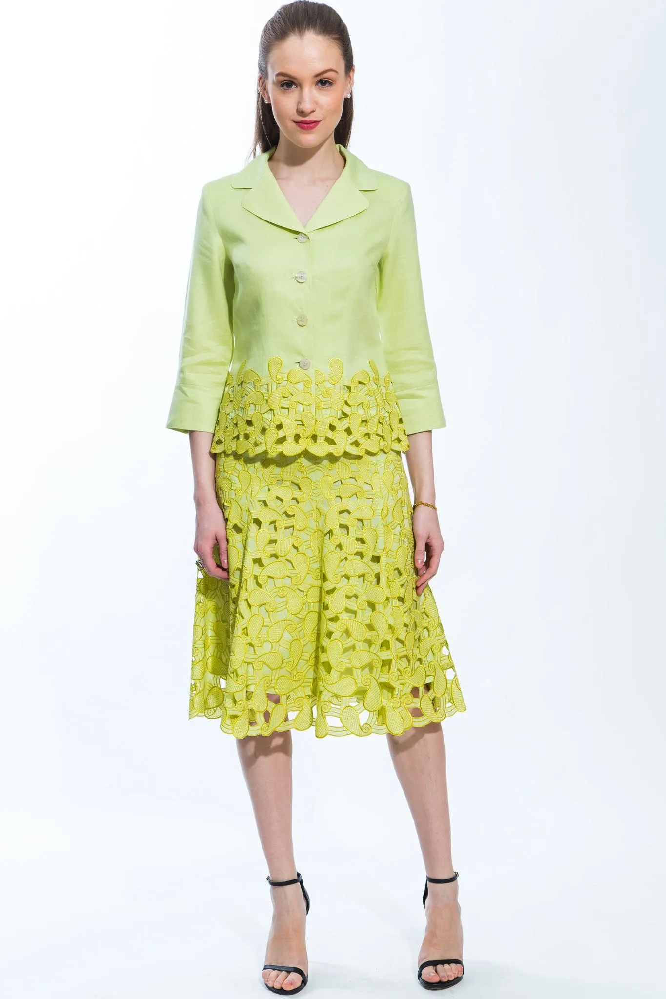 2 Piece Jacket and Skirt Paisley Suit (Citrus) Style 1789S