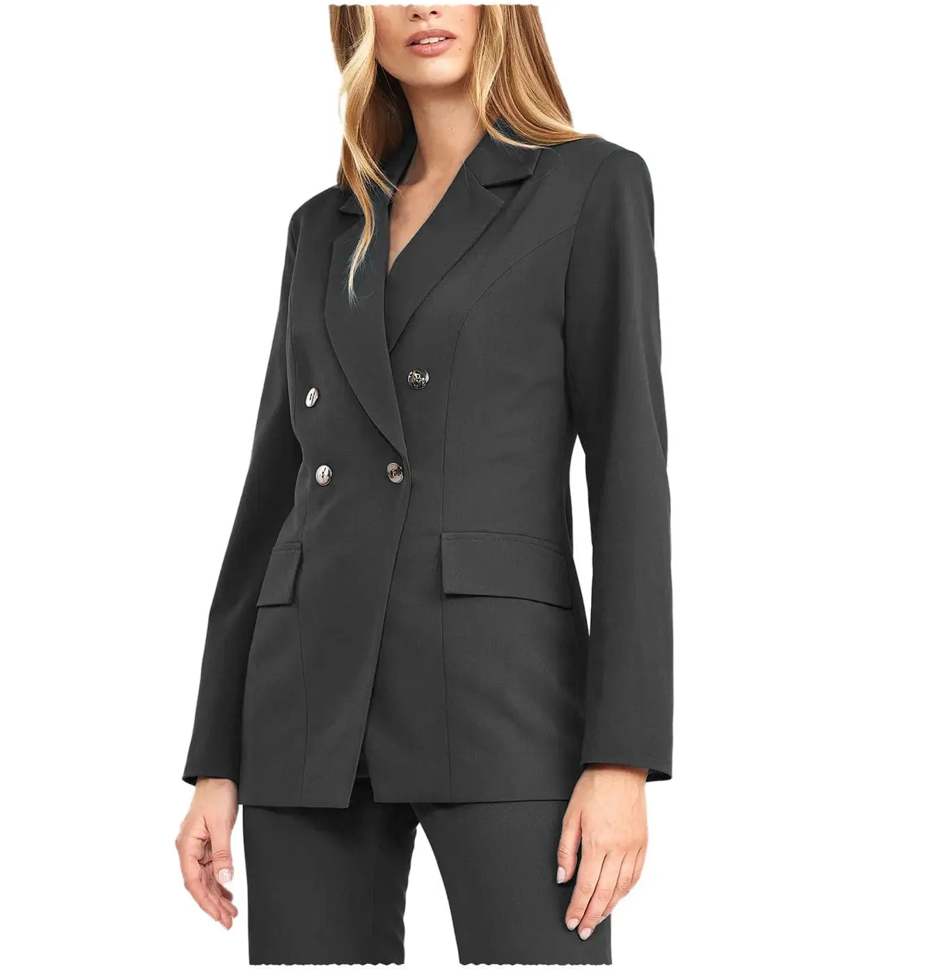 2 Pieces Double Breasted Notch Lapel Women Suit（Blazer Pants）