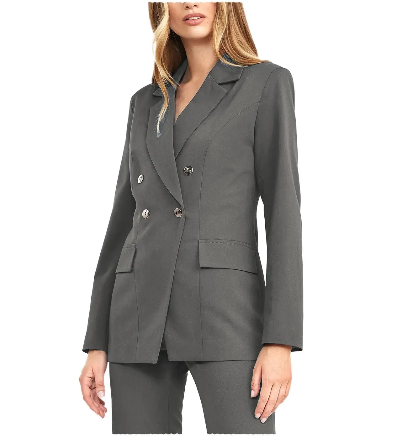 2 Pieces Double Breasted Notch Lapel Women Suit（Blazer Pants）