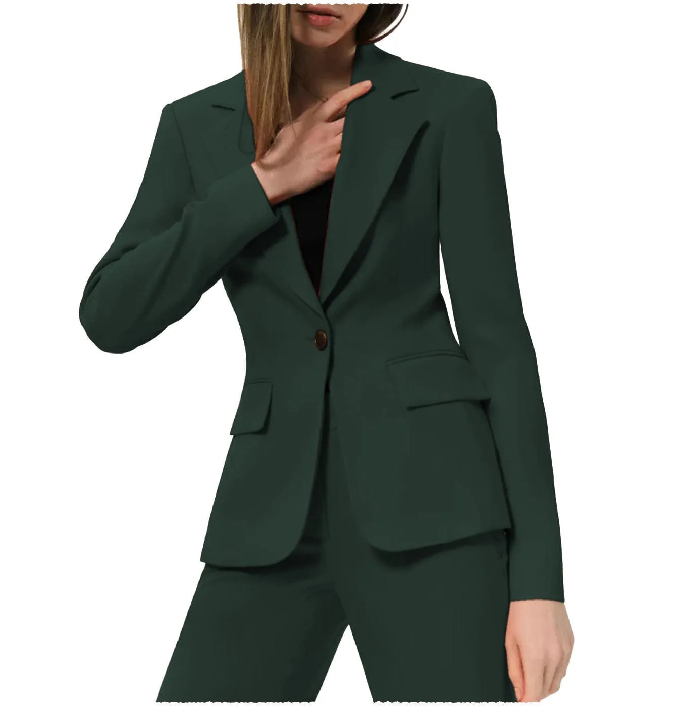2 Pieces Notch Lapel Single Buttons Women Suit (Blazer Pants)