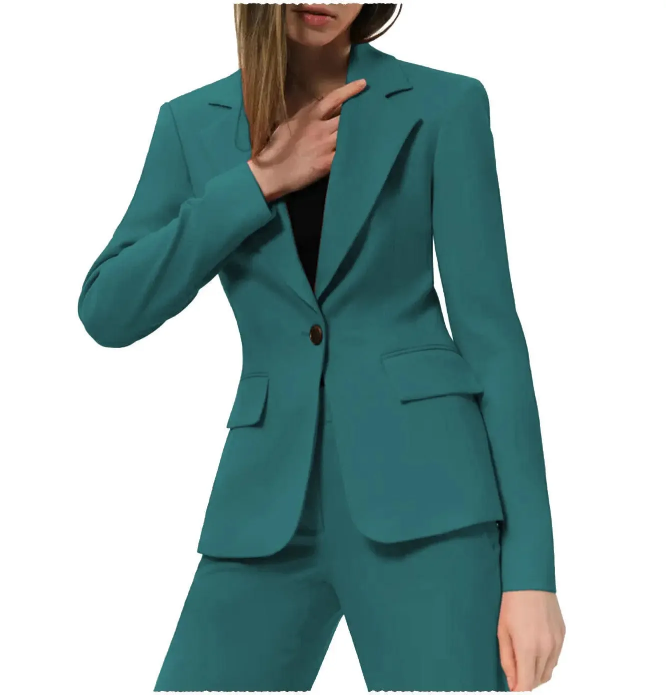 2 Pieces Notch Lapel Single Buttons Women Suit (Blazer Pants)