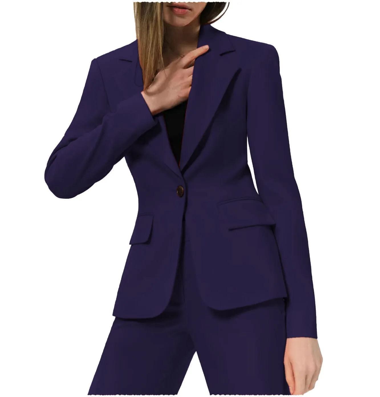 2 Pieces Notch Lapel Single Buttons Women Suit (Blazer Pants)