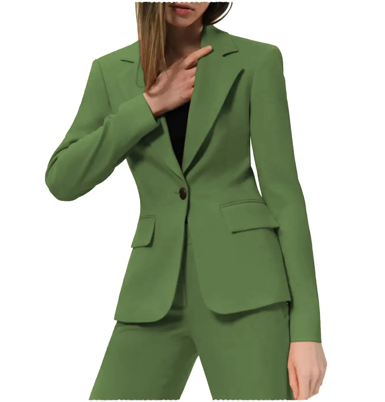 2 Pieces Notch Lapel Single Buttons Women Suit (Blazer Pants)