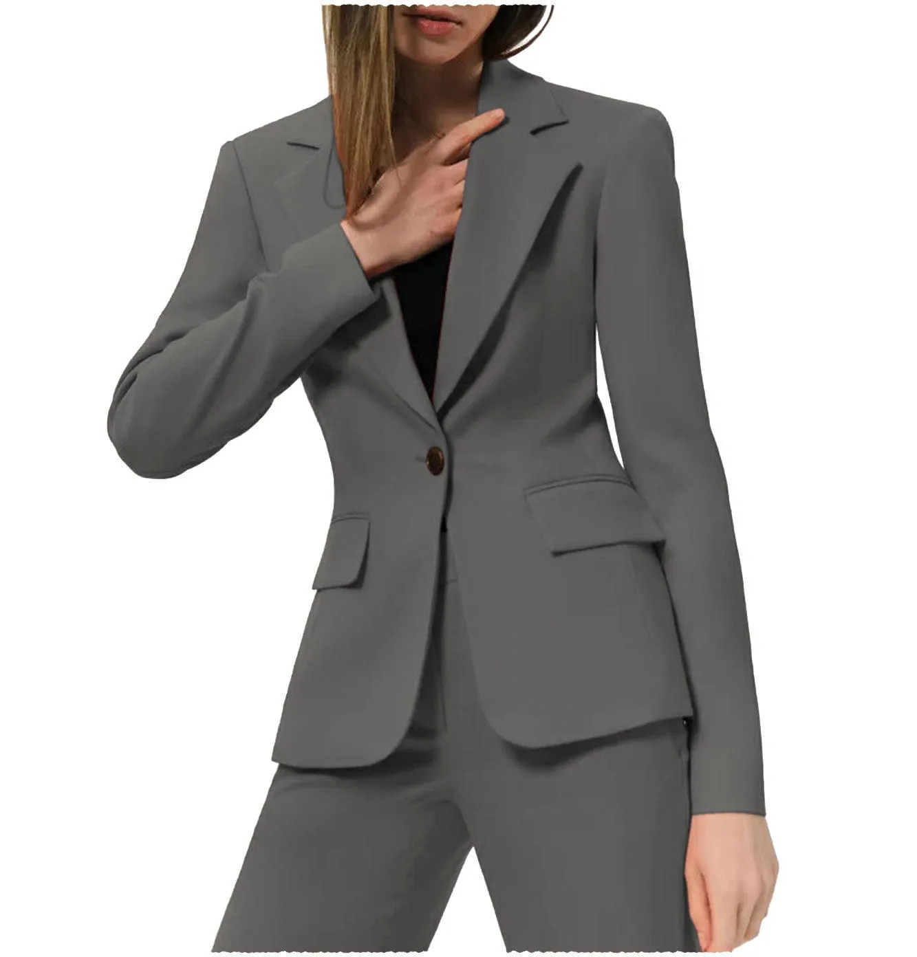 2 Pieces Notch Lapel Single Buttons Women Suit (Blazer Pants)