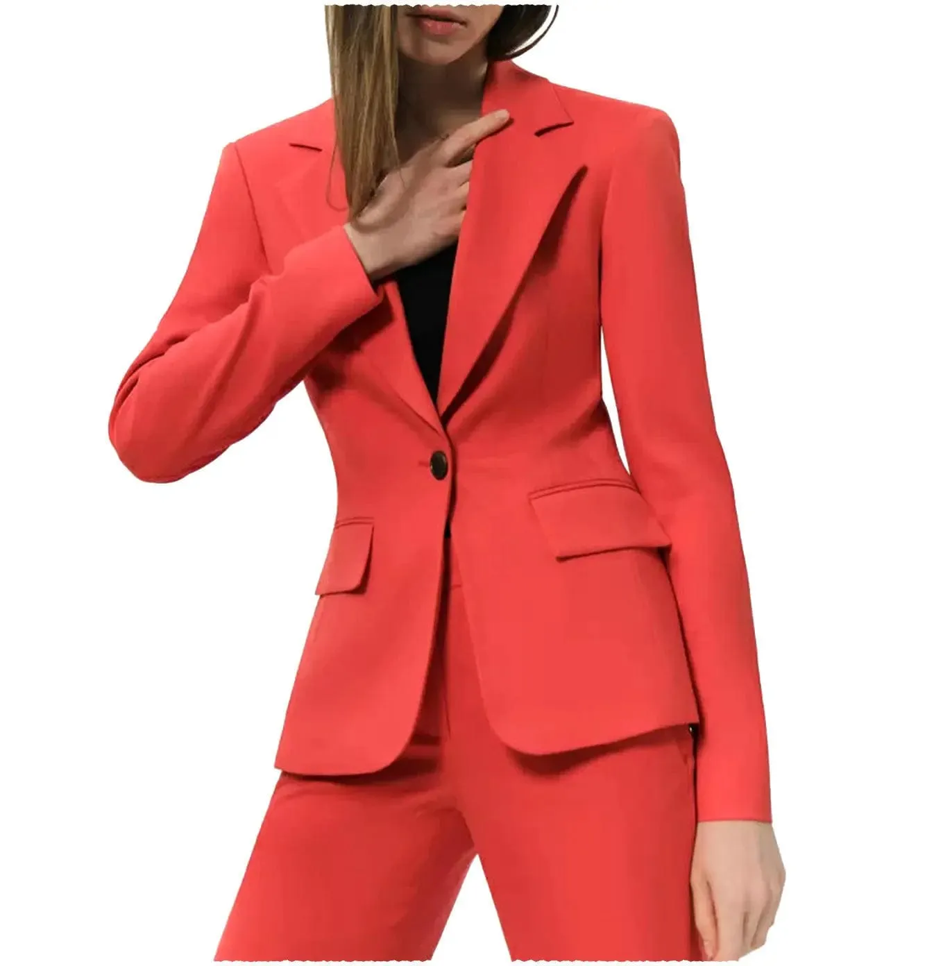 2 Pieces Notch Lapel Single Buttons Women Suit (Blazer Pants)