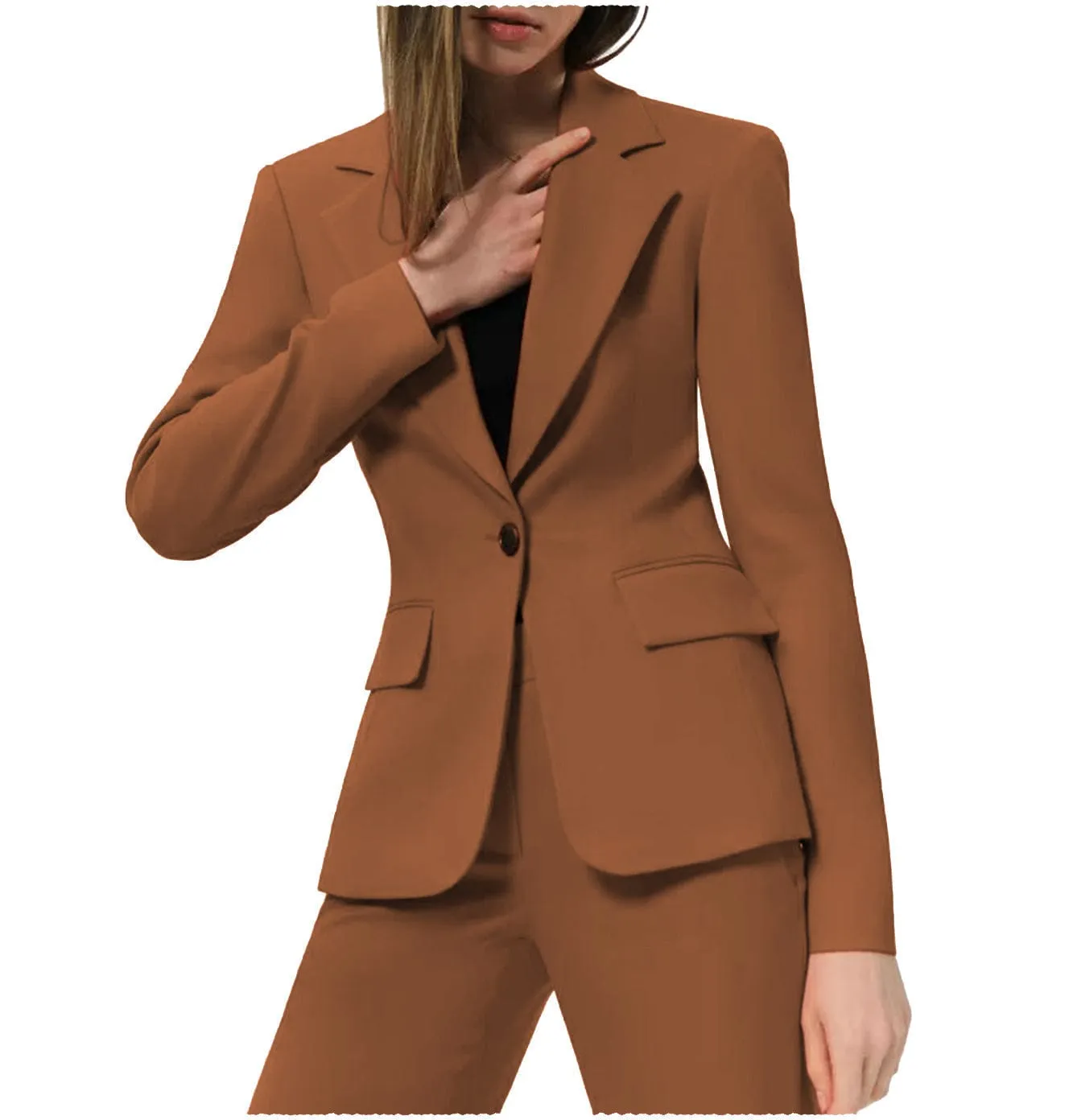 2 Pieces Notch Lapel Single Buttons Women Suit (Blazer Pants)