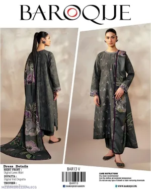 3pcs Women's Unstitched Affordable Lawn Printed Suit