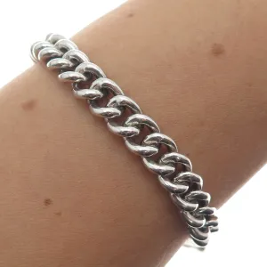 835 Silver Antique European Curb Link Oxidized Bracelet 7.25"