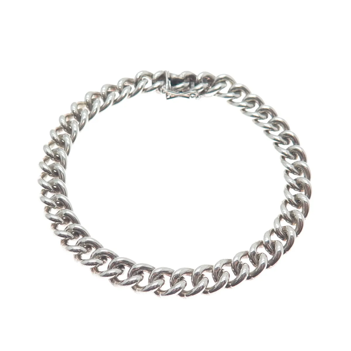 835 Silver Antique European Curb Link Oxidized Bracelet 7.25"