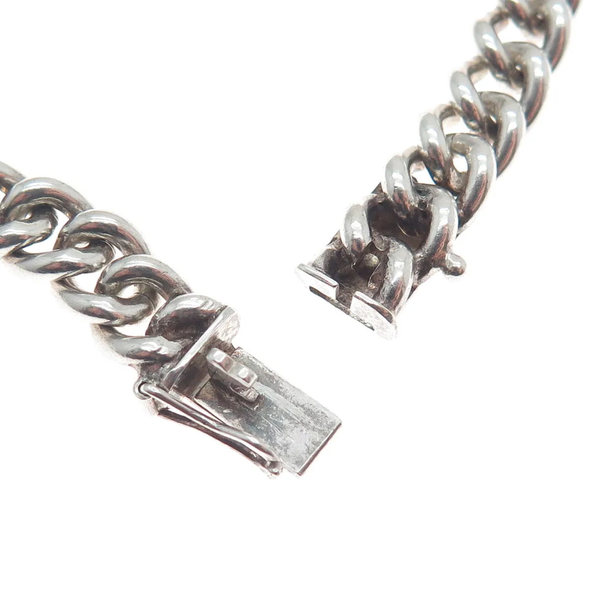 835 Silver Antique European Curb Link Oxidized Bracelet 7.25"