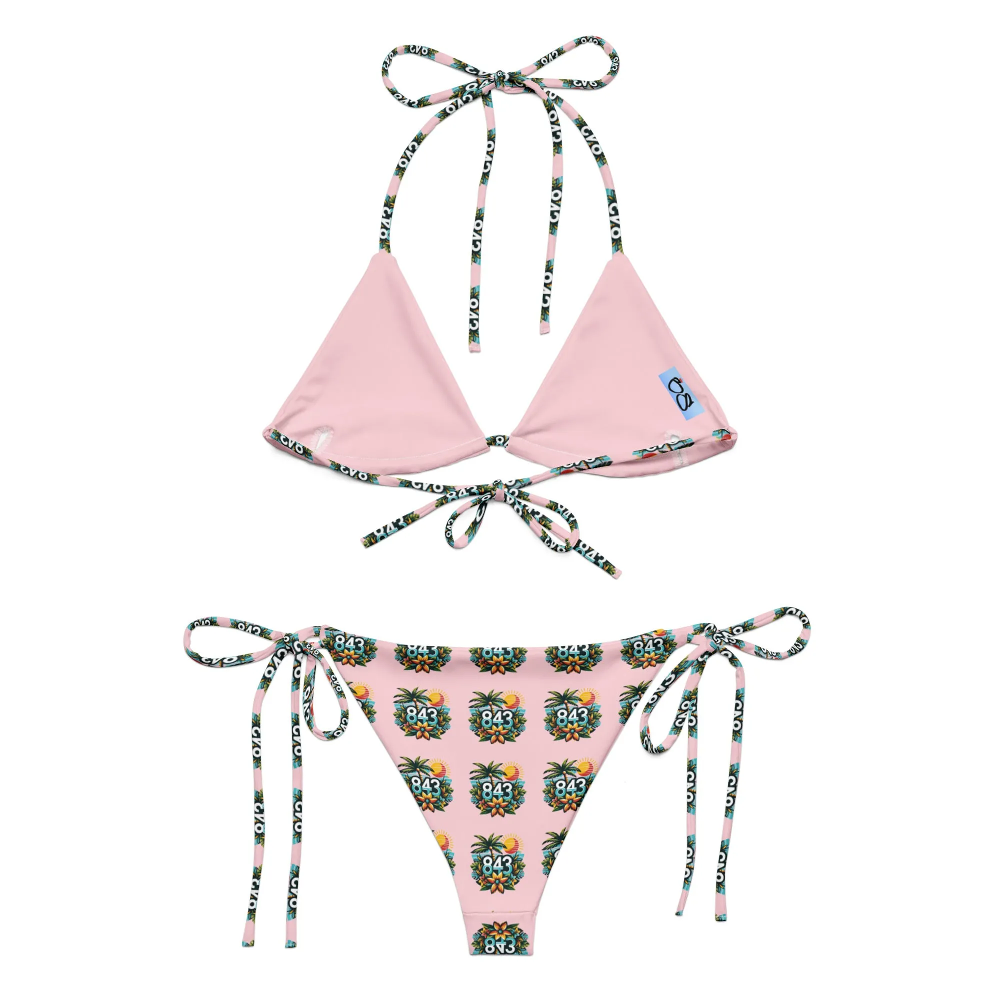 843 Pattern print recycled string bikini