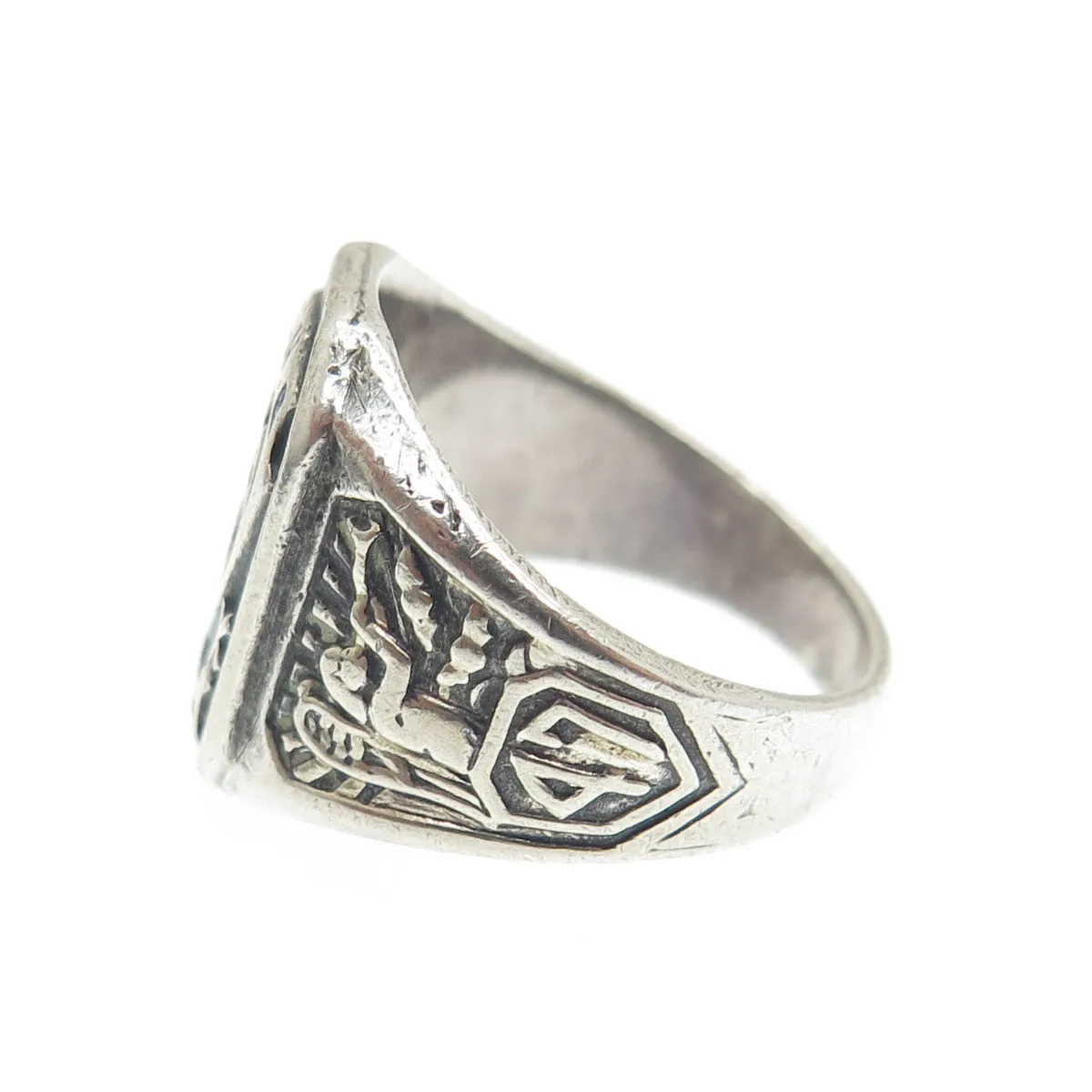 925 Sterling Silver Antique 1947 Enamel Saint Nicholas School Ring Size 6.5