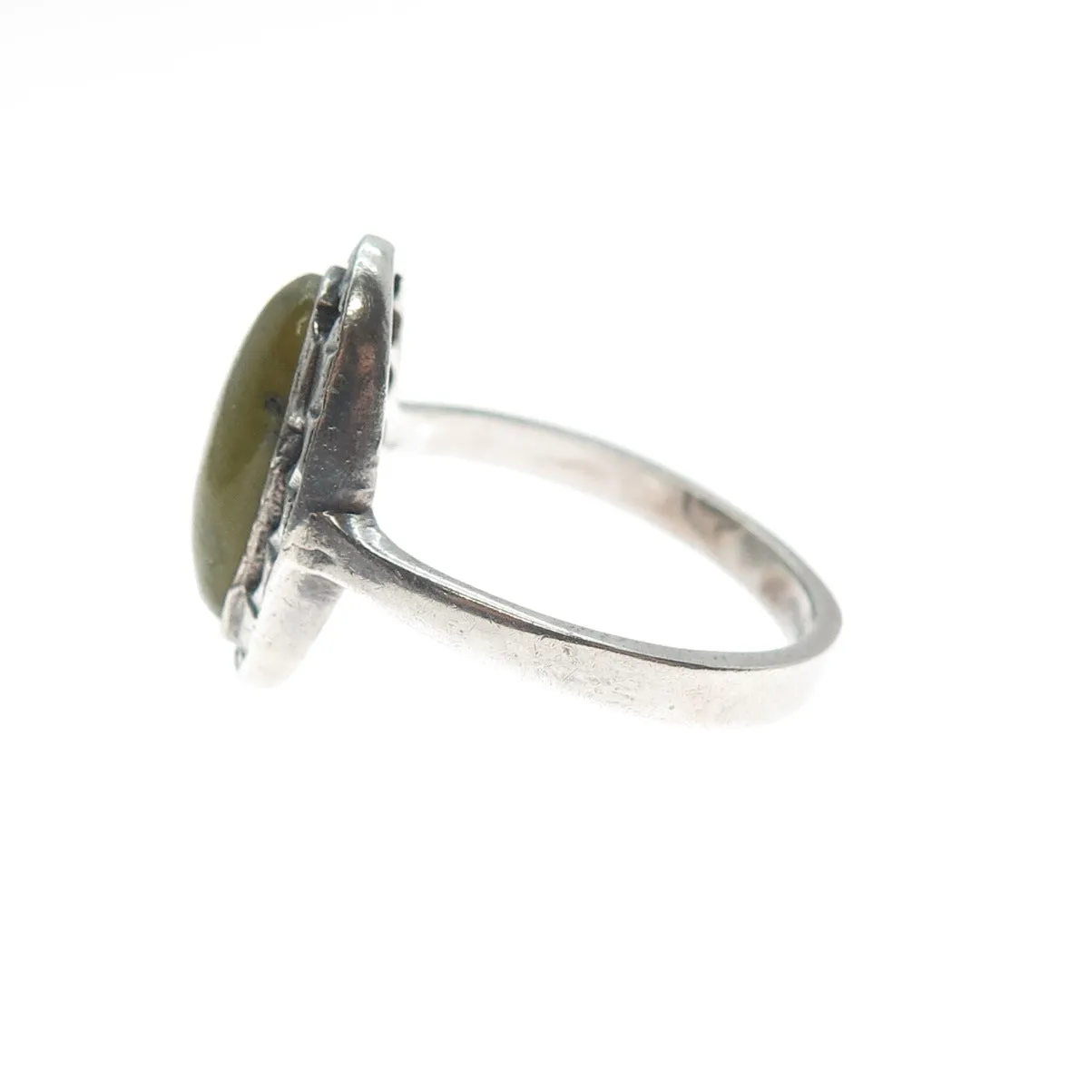 925 Sterling Silver Vintage 1976 Dublin Real Connemara Marble Ring Size 7.5