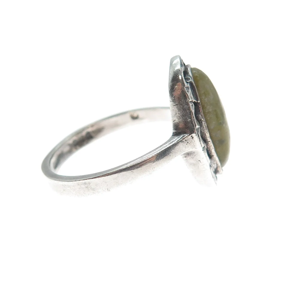 925 Sterling Silver Vintage 1976 Dublin Real Connemara Marble Ring Size 7.5