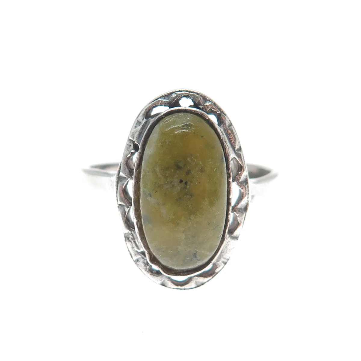 925 Sterling Silver Vintage 1976 Dublin Real Connemara Marble Ring Size 7.5