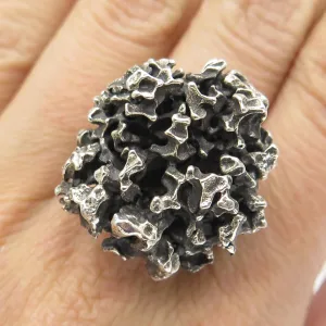 925 Sterling Silver Vintage Brutalist Oxidized Ring Size 9
