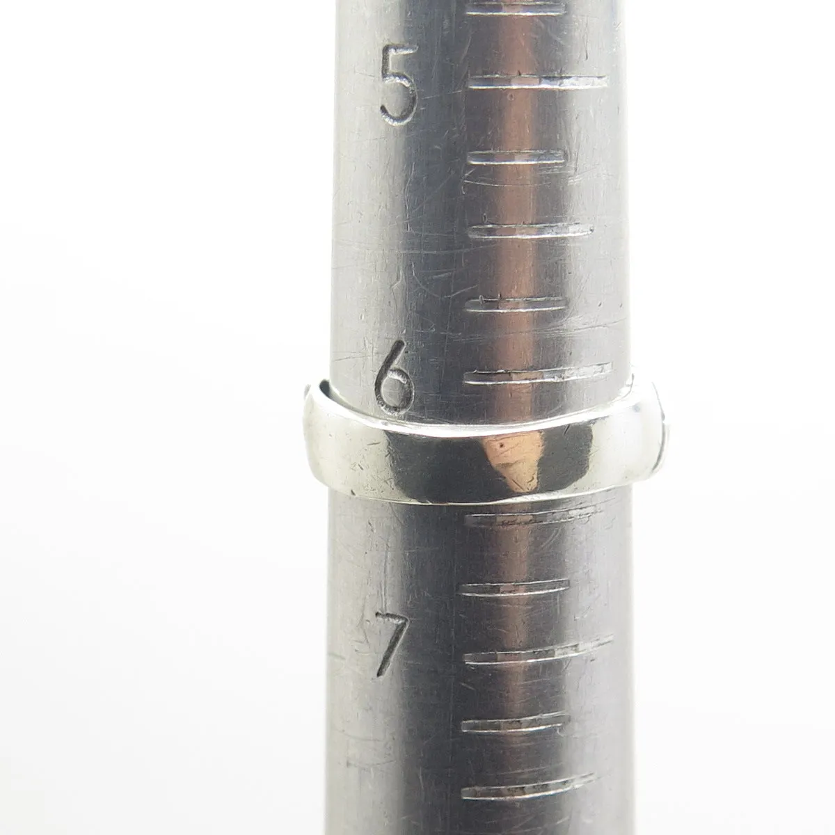 925 Sterling Silver Vintage Diamond-Cut Ribbed Dome Oxidized Ring Size 6.5