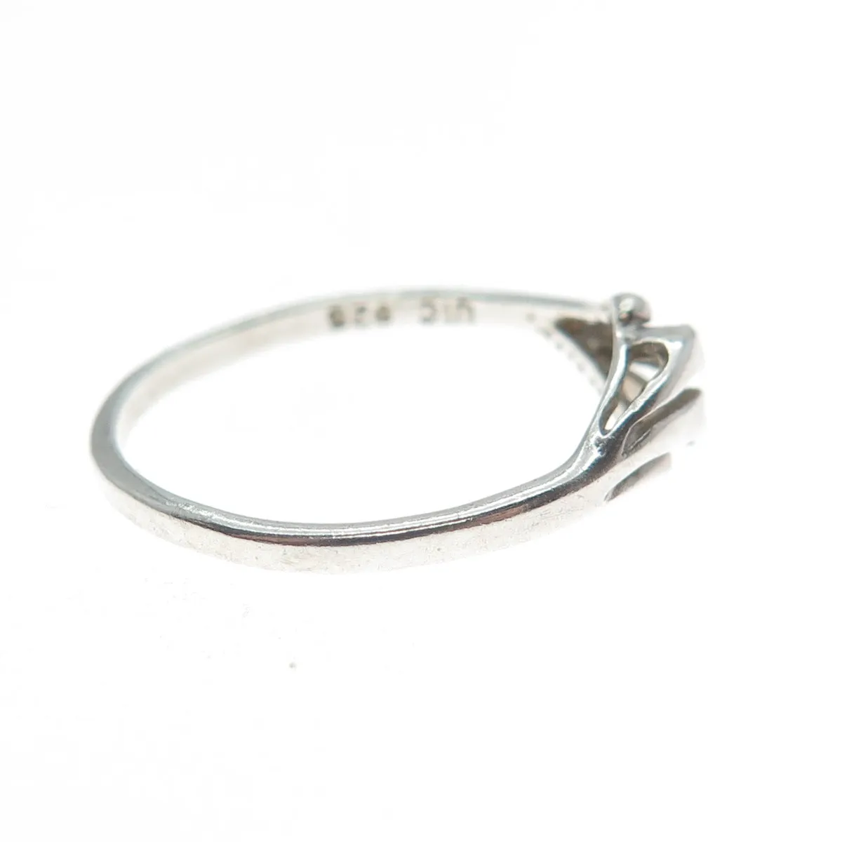 925 Sterling Silver Vintage Diamond-Cut Wavy Modernist Ring Size 6.25