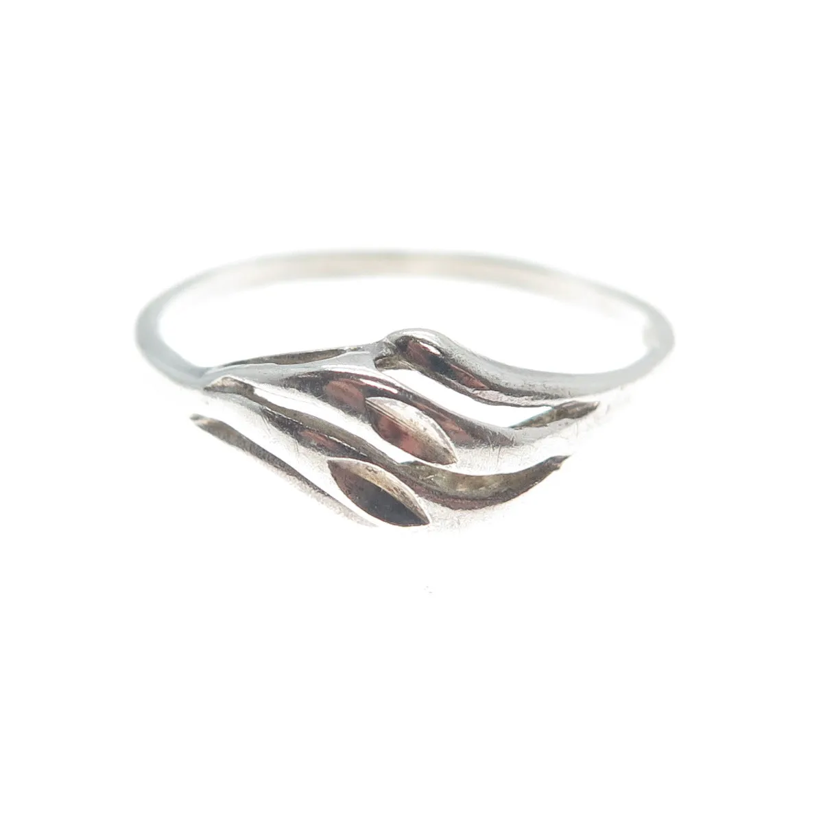 925 Sterling Silver Vintage Diamond-Cut Wavy Modernist Ring Size 6.25