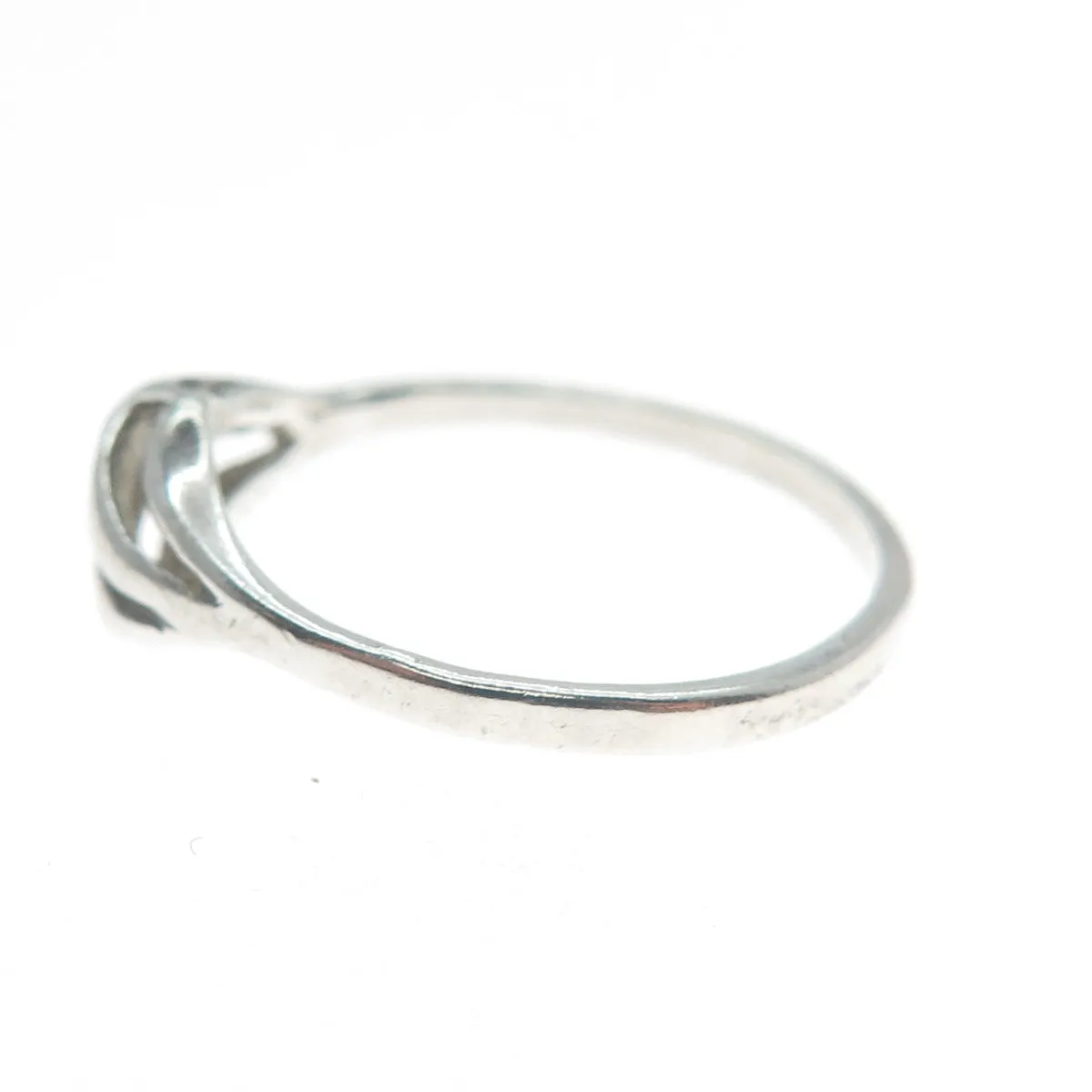 925 Sterling Silver Vintage Diamond-Cut Wavy Modernist Ring Size 6.25